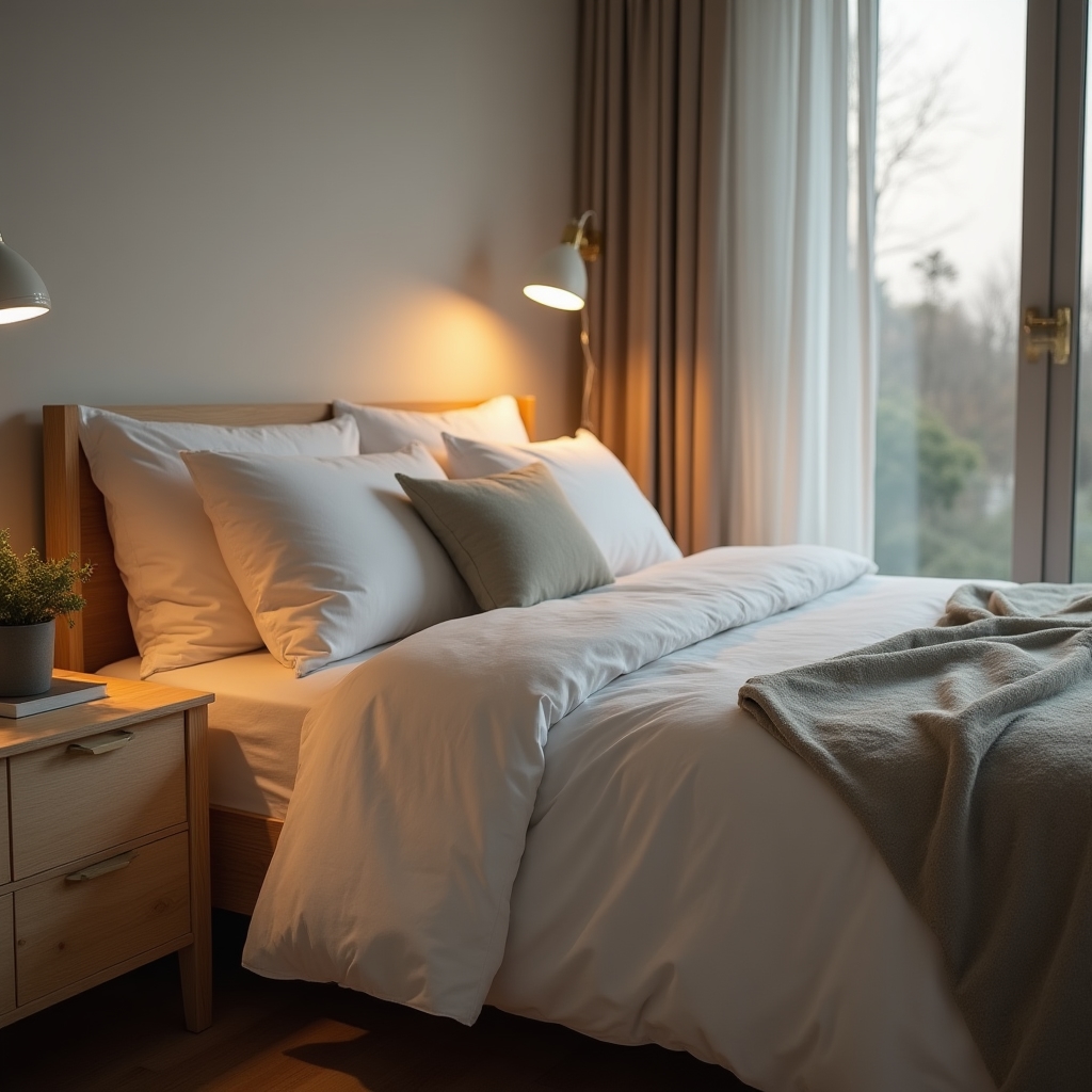 Chambre sereine éclairée doucement pour un sommeil naturel