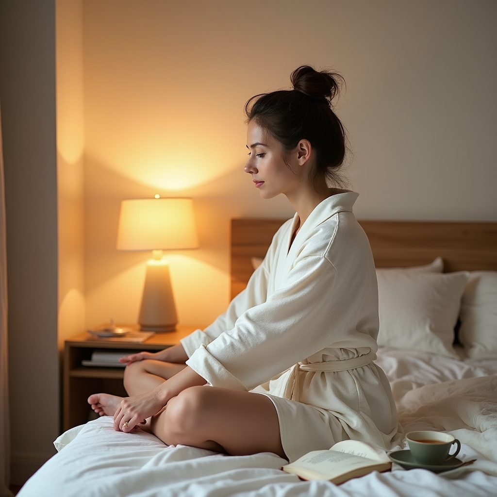 Routine du coucher apaisante en soirée